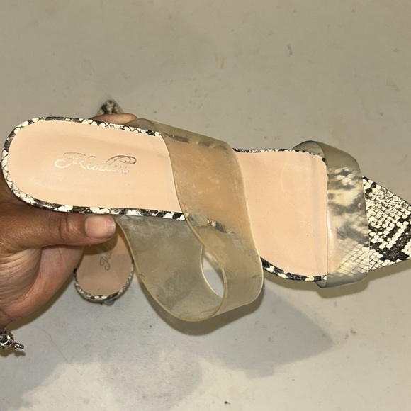 Snakeskin and Clear Strap Mules - Picture 2 of 5